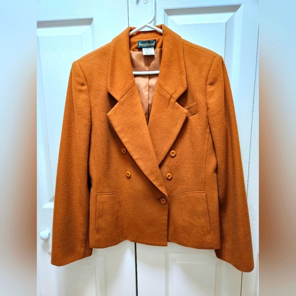 Harvé Benard Holtzman Women's Wool/Cashmere Burnt Orange Skirt Suit Set Sz L(12) - Picture 3 of 10